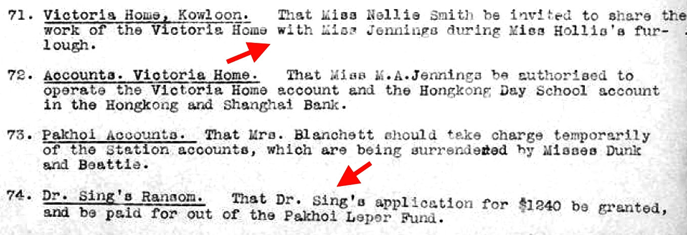 Nellie to Kowloon, Dr. Sing ransom paid